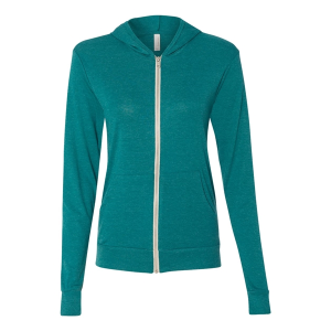 BELLA + CANVAS Triblend Lightweight Full-Zip Hooded Long ...